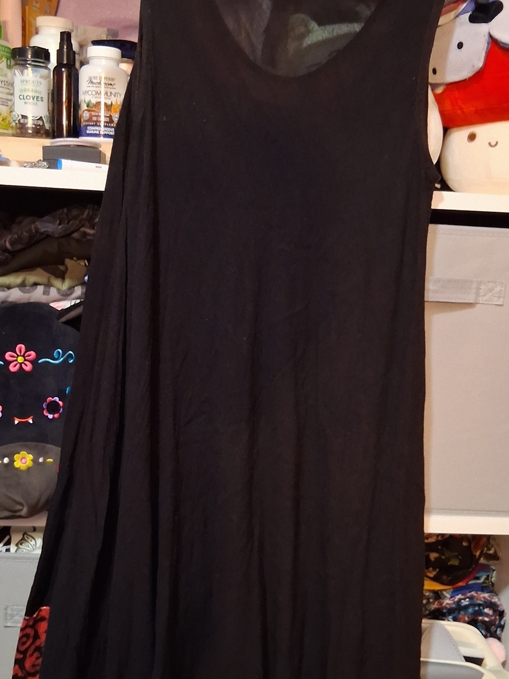 India Boutique Black Sleeveless Tunic with Red Paisley & Elephant Embroidery - Picture 3 of 5